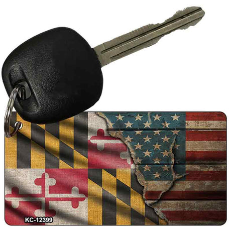 Maryland/American Flag Novelty Metal Key Chain KC-12399