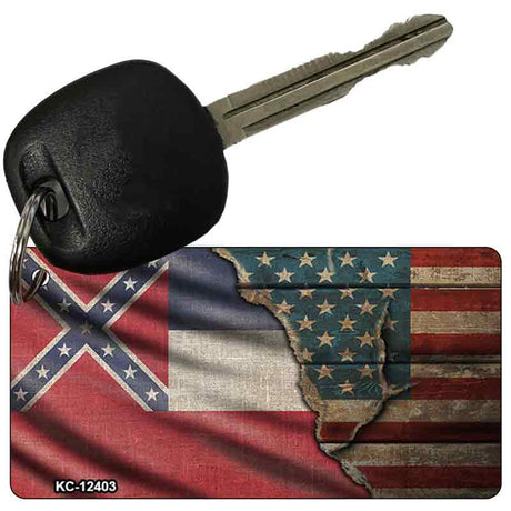 Mississippi/American Flag Novelty Metal Key Chain KC-12403