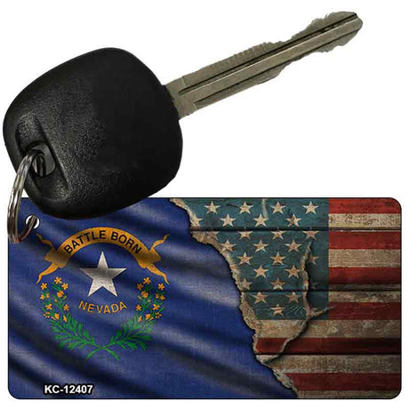 Nevada/American Flag Novelty Metal Key Chain KC-12407