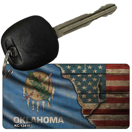 Oklahoma/American Flag Novelty Metal Key Chain KC-12415