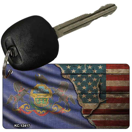 Pennsylvania/American Flag Novelty Metal Key Chain KC-12417