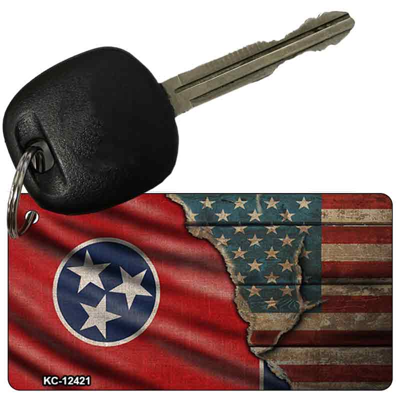 Tennessee/American Flag Novelty Metal Key Chain KC-12421