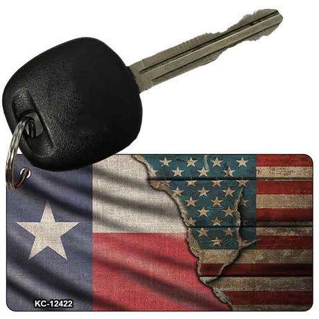 Texas/American Flag Novelty Metal Key Chain KC-12422