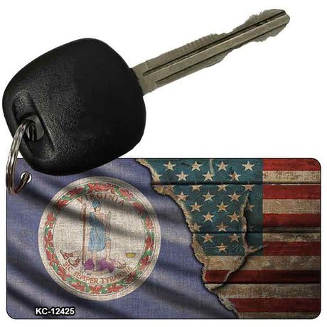 Virginia/American Flag Novelty Metal Key Chain KC-12425