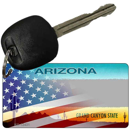 Arizona with American Flag Novelty Metal Key Chain KC-12431