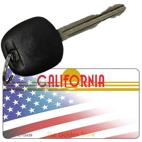 California with American Flag Novelty Metal Key Chain KC-12439