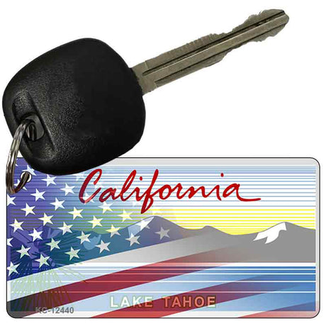 California with American Flag Novelty Metal Key Chain KC-12440