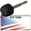 New York with American Flag Novelty Metal Key Chain KC-12442