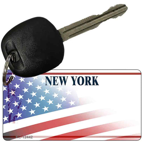 New York with American Flag Novelty Metal Key Chain KC-12442