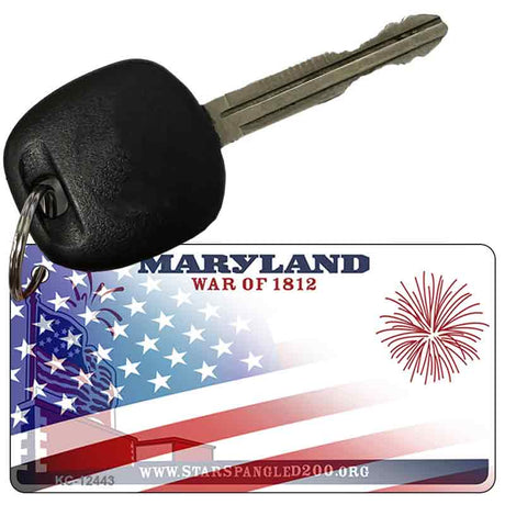 Maryland with American Flag Novelty Metal Key Chain KC-12443