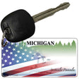 Michigan with American Flag Novelty Metal Key Chain KC-12444