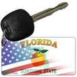 Florida with American Flag Novelty Metal Key Chain KC-12446