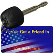 Pennsylvania with American Flag Novelty Metal Key Chain KC-12448