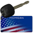 Michigan with American Flag Novelty Metal Key Chain KC-12449