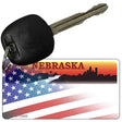 Nebraska with American Flag Novelty Metal Key Chain KC-12450