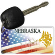 Nebraska with American Flag Novelty Metal Key Chain KC-12451