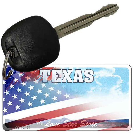 Texas with American Flag Novelty Metal Key Chain KC-12454