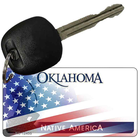 Oklahoma with American Flag Novelty Metal Key Chain KC-12455