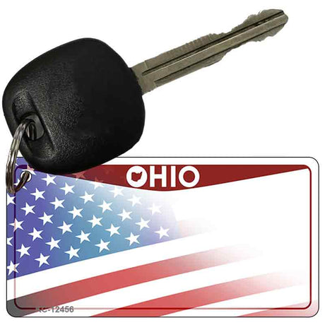 Ohio with American Flag Novelty Metal Key Chain KC-12456