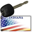 Indiana with American Flag Novelty Metal Key Chain KC-12459