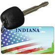 Indiana with American Flag Novelty Metal Key Chain KC-12461