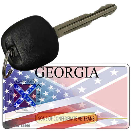 Georgia with American Flag Novelty Metal Key Chain KC-12466