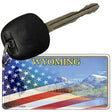 Wyoming with American Flag Novelty Metal Key Chain KC-12469