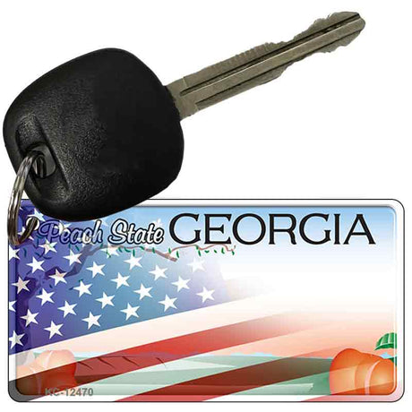 Georgia with American Flag Novelty Metal Key Chain KC-12470