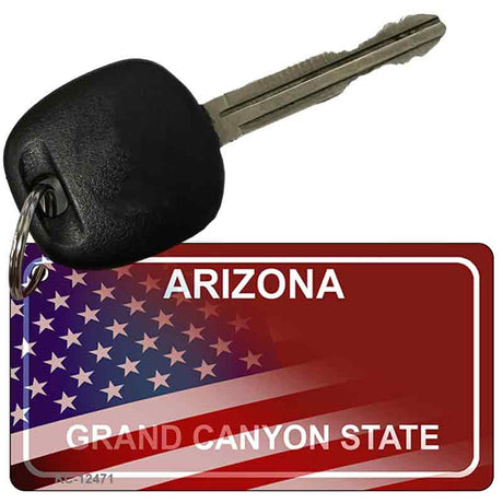 Arizona with American Flag Novelty Metal Key Chain KC-12471