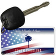 South Carolina with American Flag Novelty Metal Key Chain KC-12473