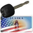 Alaska with American Flag Novelty Metal Key Chain KC-12478