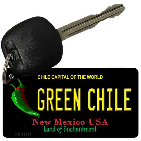 Green Chile New Mexico Black Novelty Metal Key Chain KC-12501