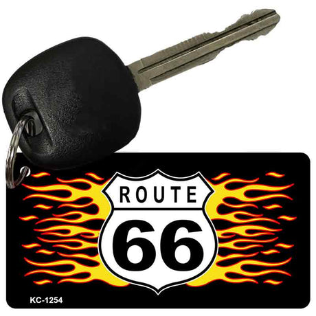 Route 66 Flames Novelty Aluminum Key Chain KC-1254