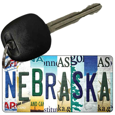 Nebraska Strip Art Novelty Metal Key Chain KC-13292