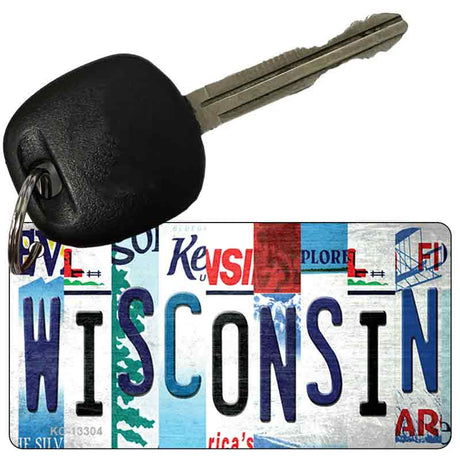 Wisconsin Strip Art Novelty Metal Key Chain KC-13304