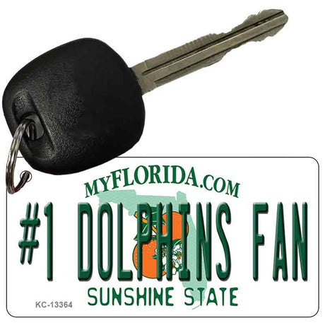 Number 1 Dolphins Fan Novelty Metal Key Chain KC-13364