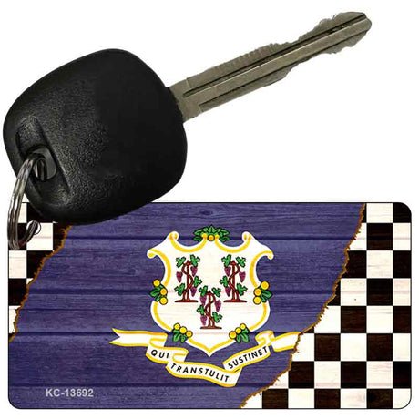 Connecticut Racing Flag Novelty Metal Key Chain KC-13692