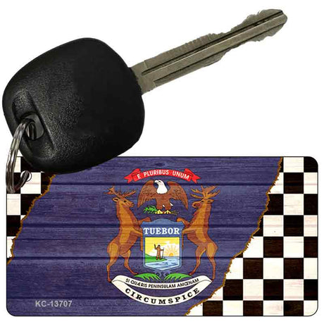 Michigan Racing Flag Novelty Metal Key Chain KC-13707