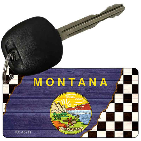 Montana Racing Flag Novelty Metal Key Chain KC-13711