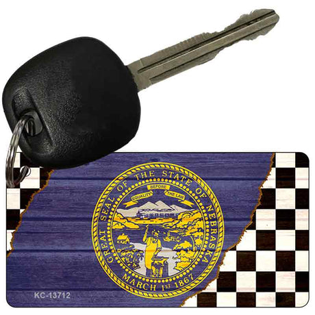 Nebraska Racing Flag Novelty Metal Key Chain KC-13712