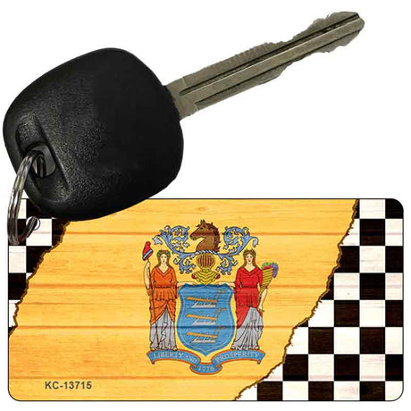 New Jersey Racing Flag Novelty Metal Key Chain KC-13715