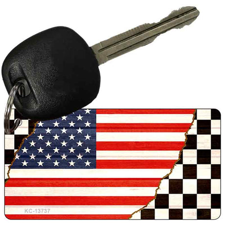 USA Racing Flag Novelty Metal Key Chain KC-13737