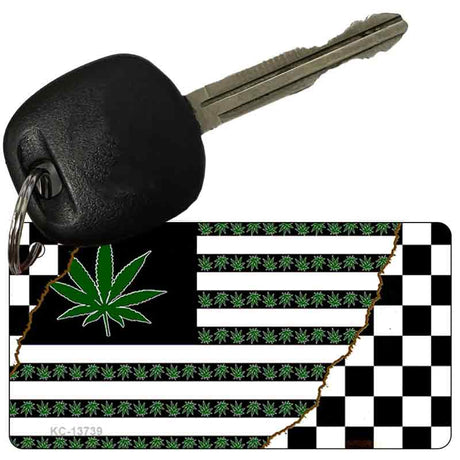 Weed American Racing Flag Novelty Metal Key Chain KC-13739