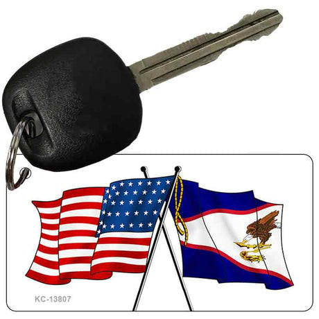 American Samoa USA Crossed Flags Novelty Metal Key Chain