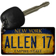 Allen 17 New York Yellow Novelty Metal Key Chain