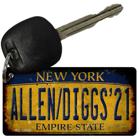 Allen Diggs 21 NY Yellow Rusty Novelty Metal Key Chain