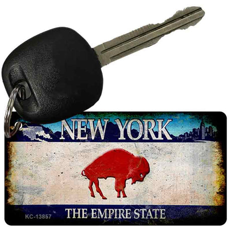 Red Buffalo NY Blue Rusty Novelty Metal Key Chain