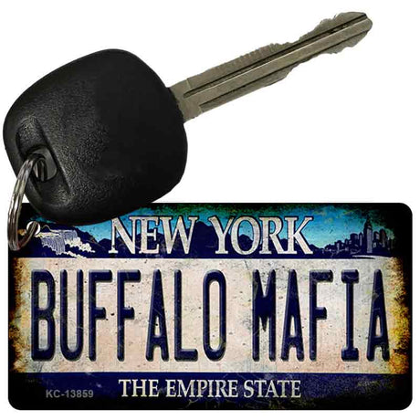 Buffalo Mafia NY Blue Rusty Novelty Metal Key Chain