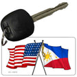 Philippines US Crossed Flag Novelty Metal Key Chain