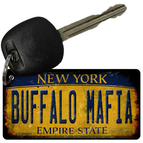 Buffalo Mafia NY Rusted Yellow Novelty Metal Key Chain